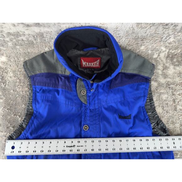 Marker Mens Size L Sleeveless Vest Jacket Blue Button Zip Pockets Outdoor Lined - Picture 6 of 10